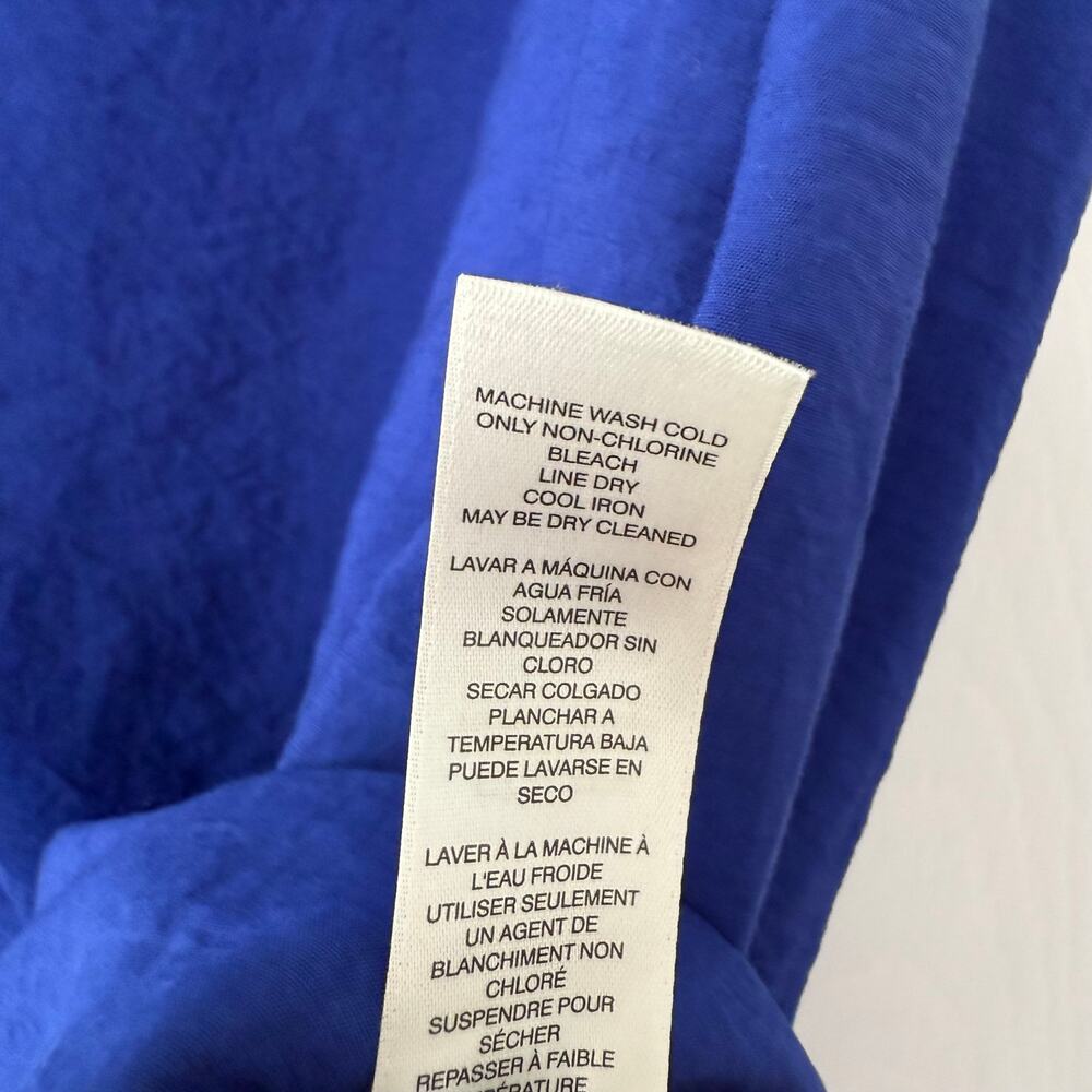 Chico's Women's Blue Button Down Roll Tab Sleeve V-Neck Top Size 2 - Picture 8 of 14